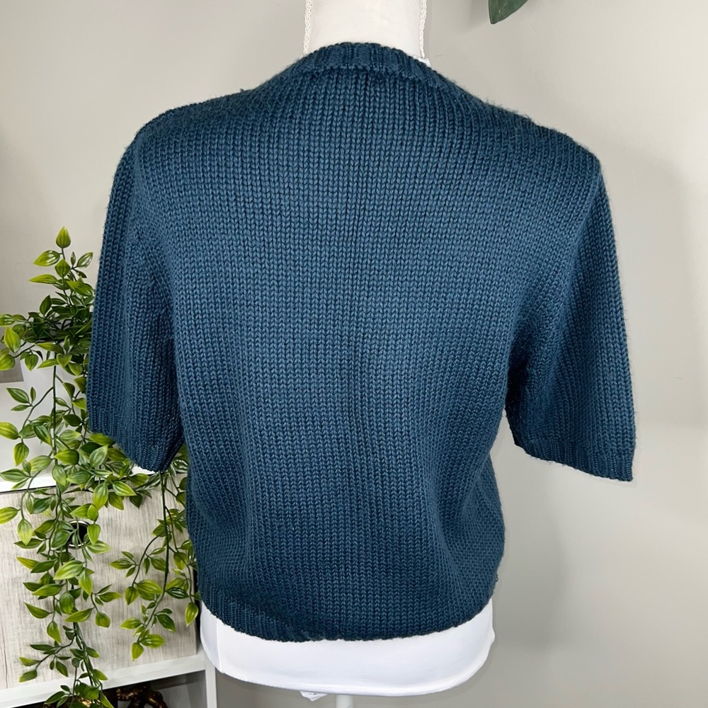 Floral Knit Sweater - Teal - Picture 7 of 9